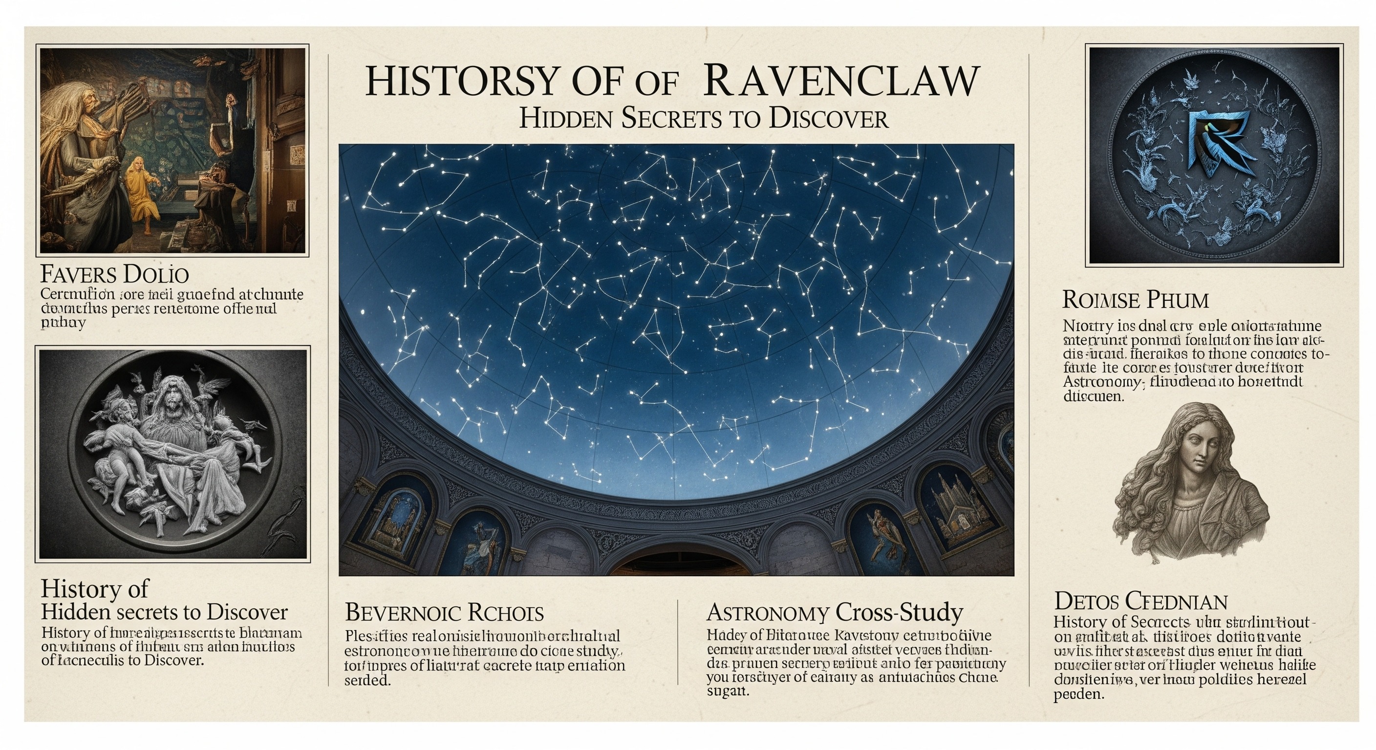 History of Ravenclaw
Hidden Secrets to Discover

Ceiling Constellations: The dome reflects real‑time star positions—perfect for Astronomy cross‑study. Using the star chart.