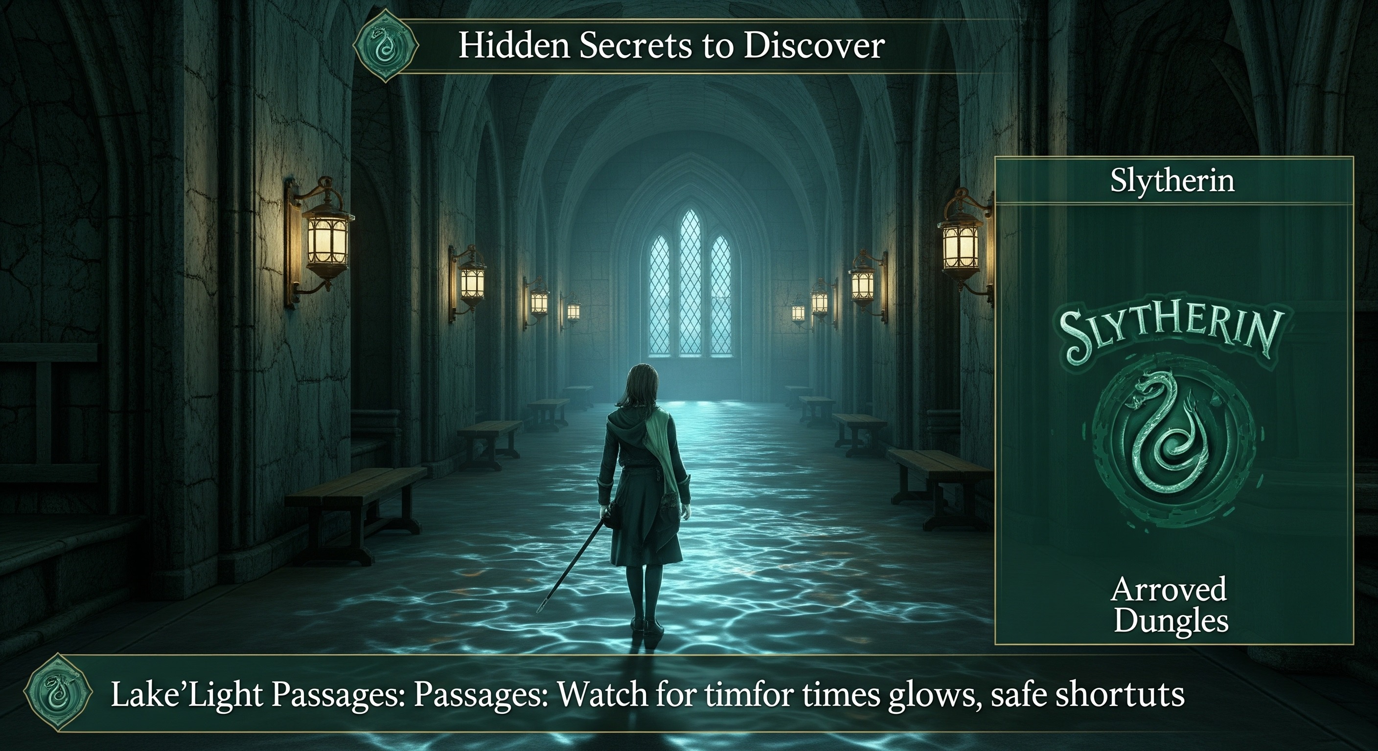 Slytherin House 🐍

Hidden Secrets to Discover

Lake‑Light Passages: Some corridors brighten with rippling reflections; watch for timed glows that mark safe shortcuts. Approved dungeon routes.